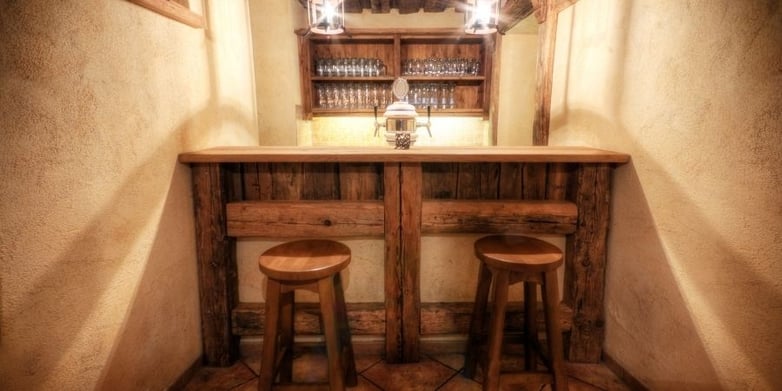 Simple Rustic Basement Bar