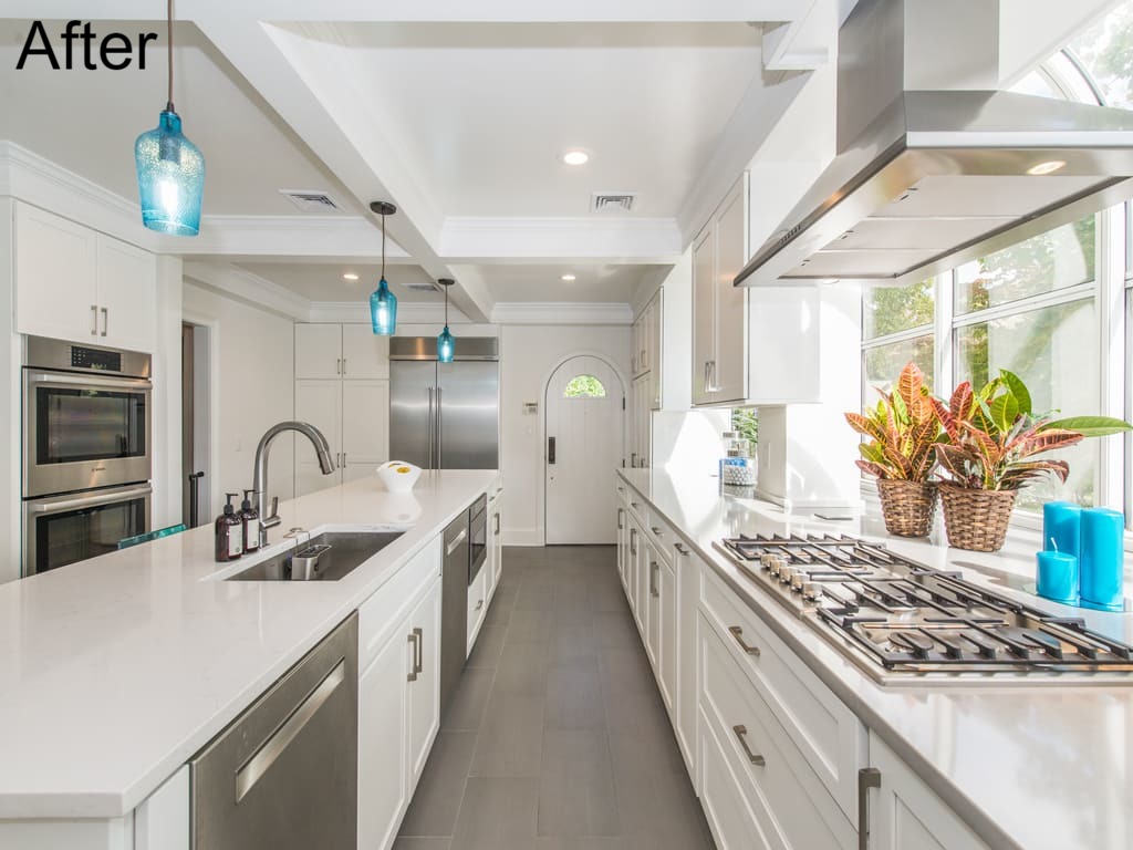 AFTER White Open Concept Kitchen Remodel in Short Hills by JMC Home Improvement Specialists