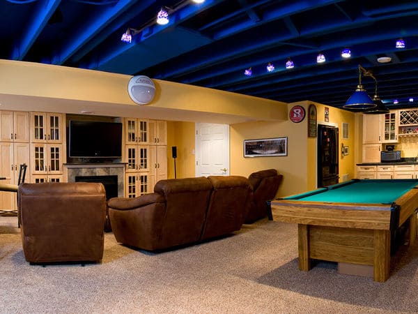 NY Giants Inspired Basement Remodel in New Jersey 1