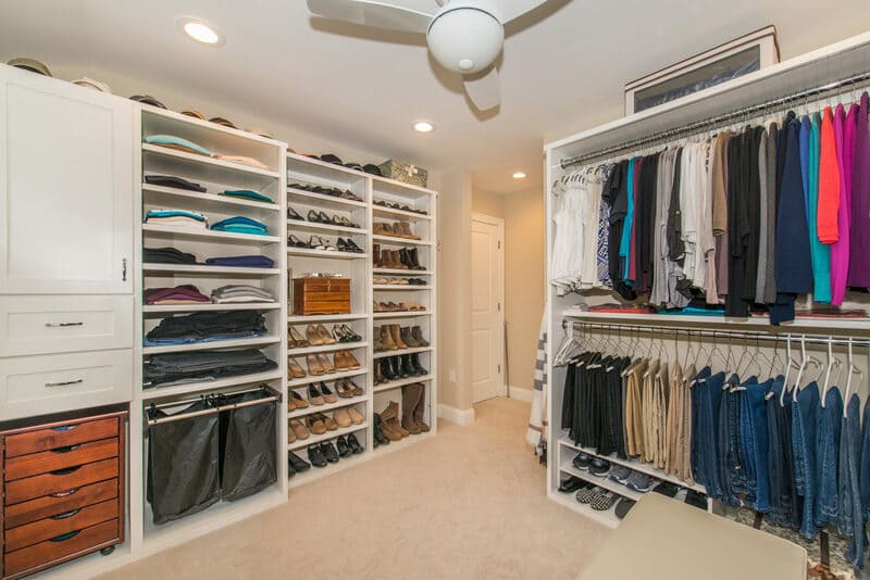 Custom white his and her Closet Addition Over Garage in Morris County New Jersey remodeled by JMC Home Improvement Specialists Custom white his and her Closet Addition Over Garage in Morris County New Jersey remodeled by JMC Home Improvement Specialists
