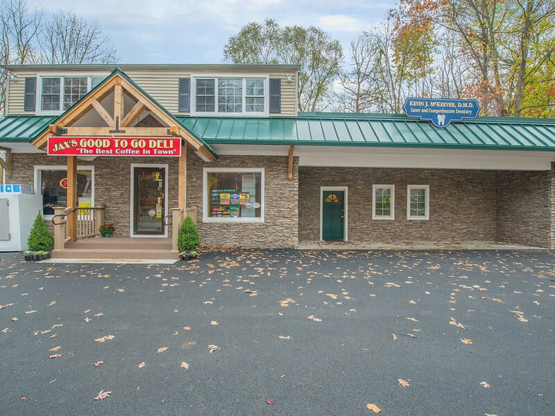 Country Commercial Exterior Makeover in Rockaway New Jersey with Metal Roof  and Wood Beams Renovated by JMC Home Improvement Specialists