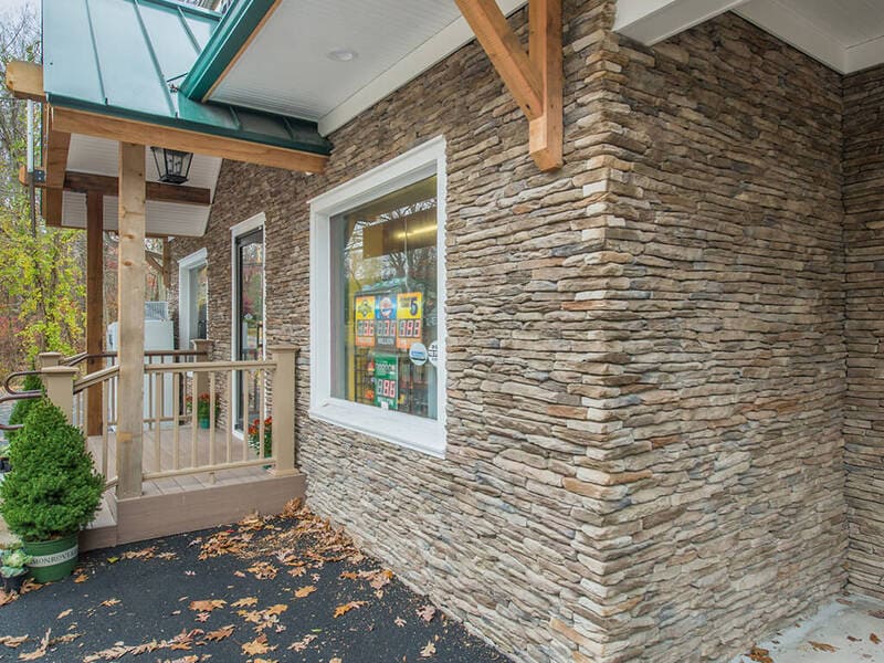 Ledge Stone Wall Country Commercial Exterior Makeover Renovated by JMC Home Improvement Specialists