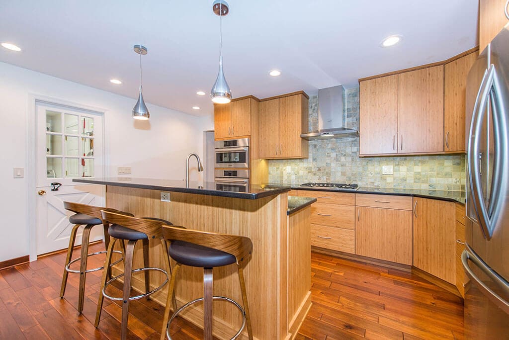 Bamboo kitchen remodel with granite counters Randolph, NJ renovated by JMC Home Improvement Specialists