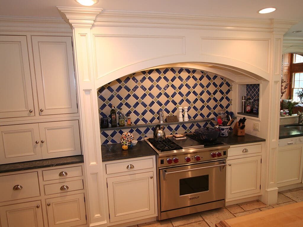 Traditionally Styled Off-White Kitchen in Mt. Lakes