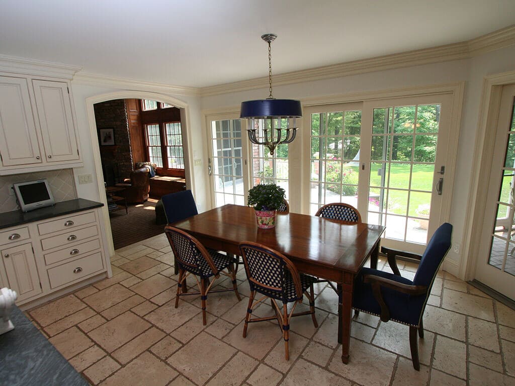 Traditionally Styled Off-White Kitchen in Mt. Lakes