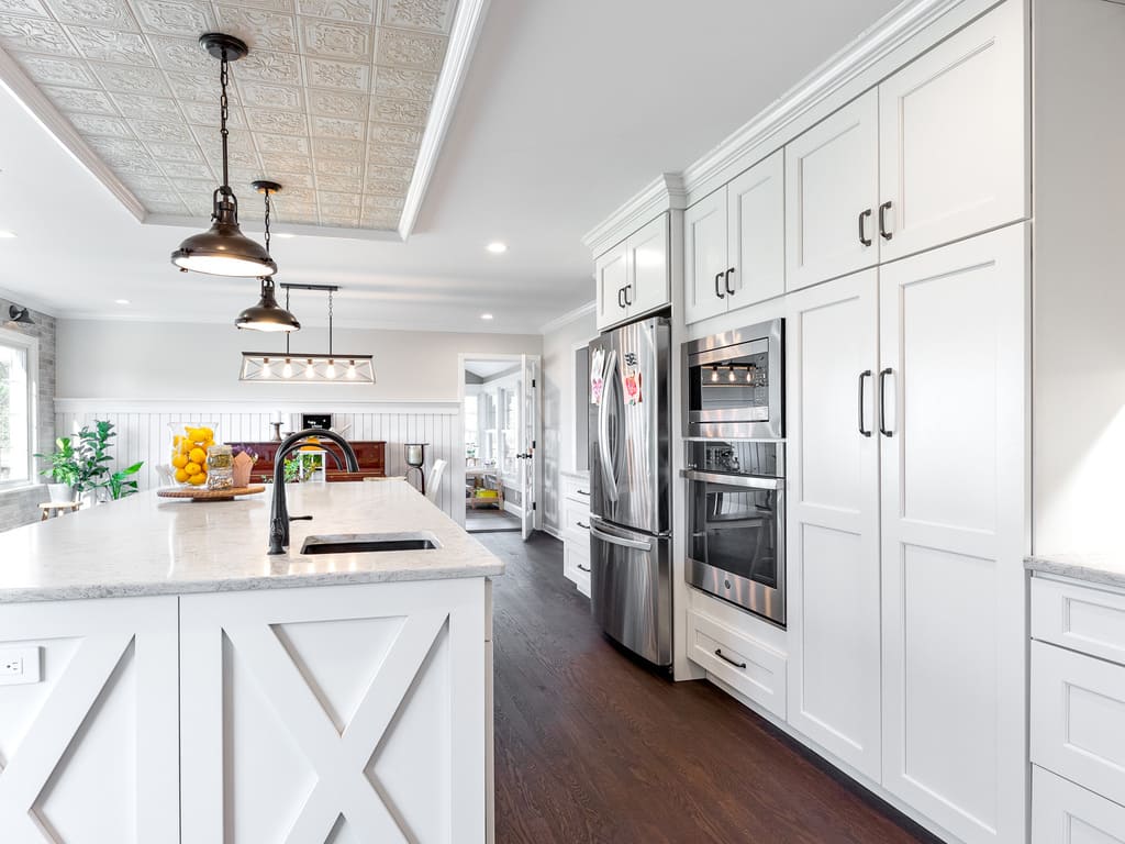 Large Open White  Farmhouse Kitchen Remodel in Morristown, NJ renovated by JMC Home Improvement Specialists