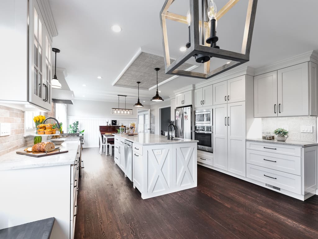 Large Open White  Farmhouse Kitchen Remodel in Morristown, NJ renovated by JMC Home Improvement Specialists