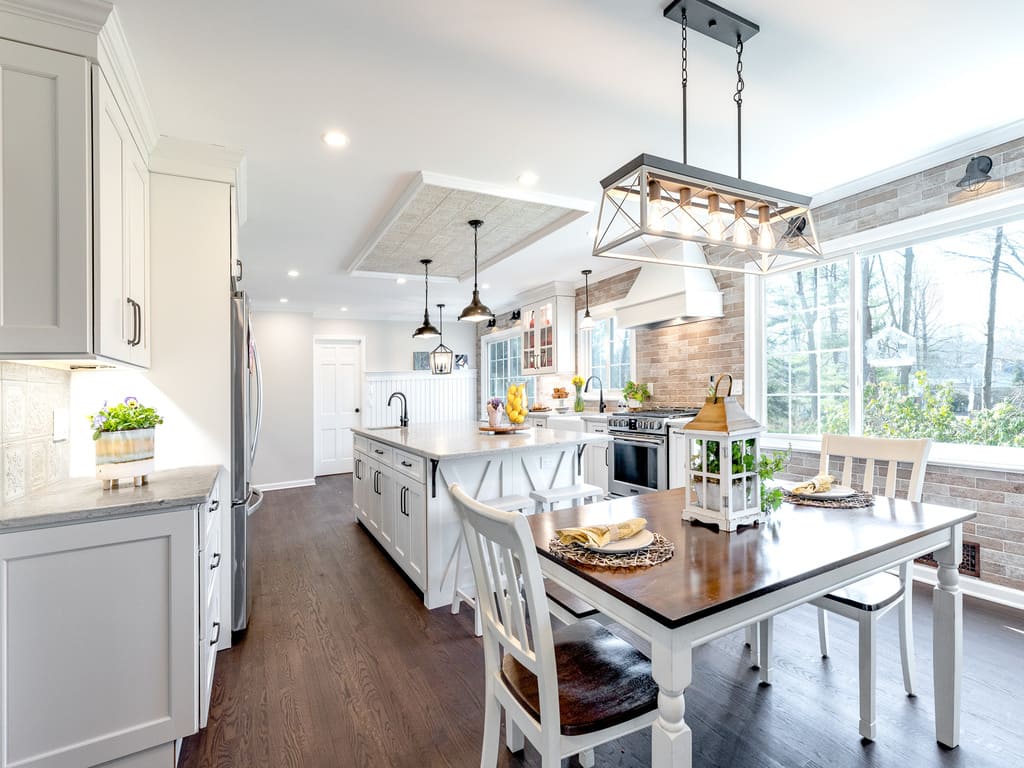 Large Open White  Farmhouse Kitchen Remodel in Morristown, NJ renovated by JMC Home Improvement Specialists