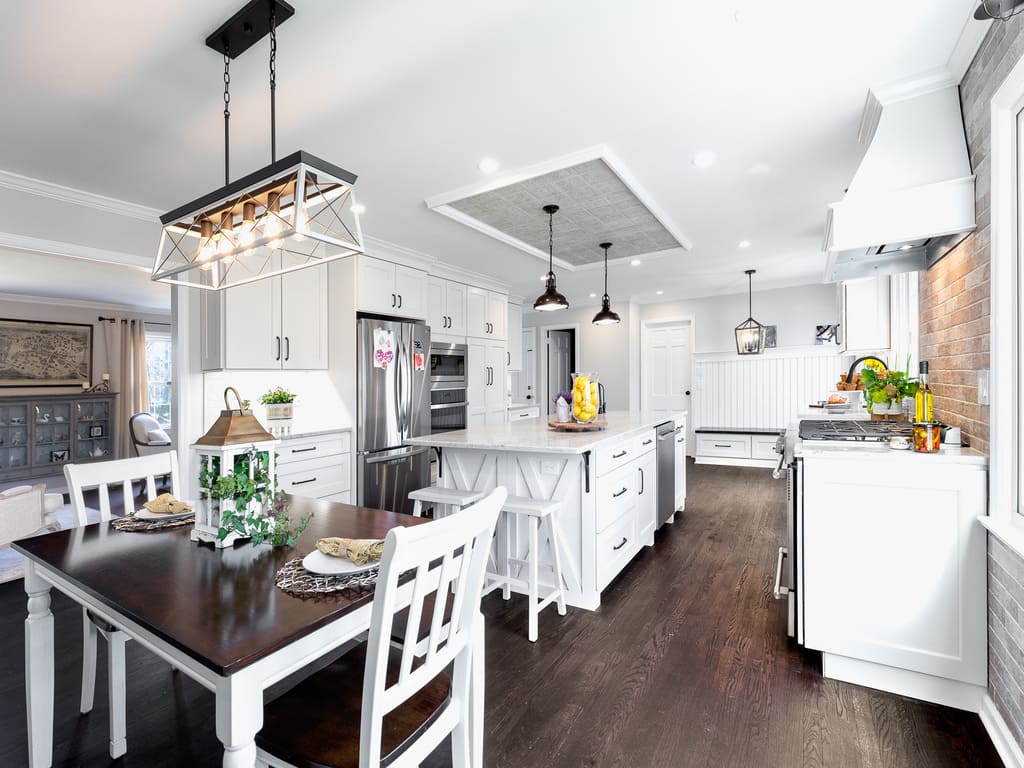 Large Open White  Farmhouse Kitchen Remodel in Morristown, NJ renovated by JMC Home Improvement Specialists