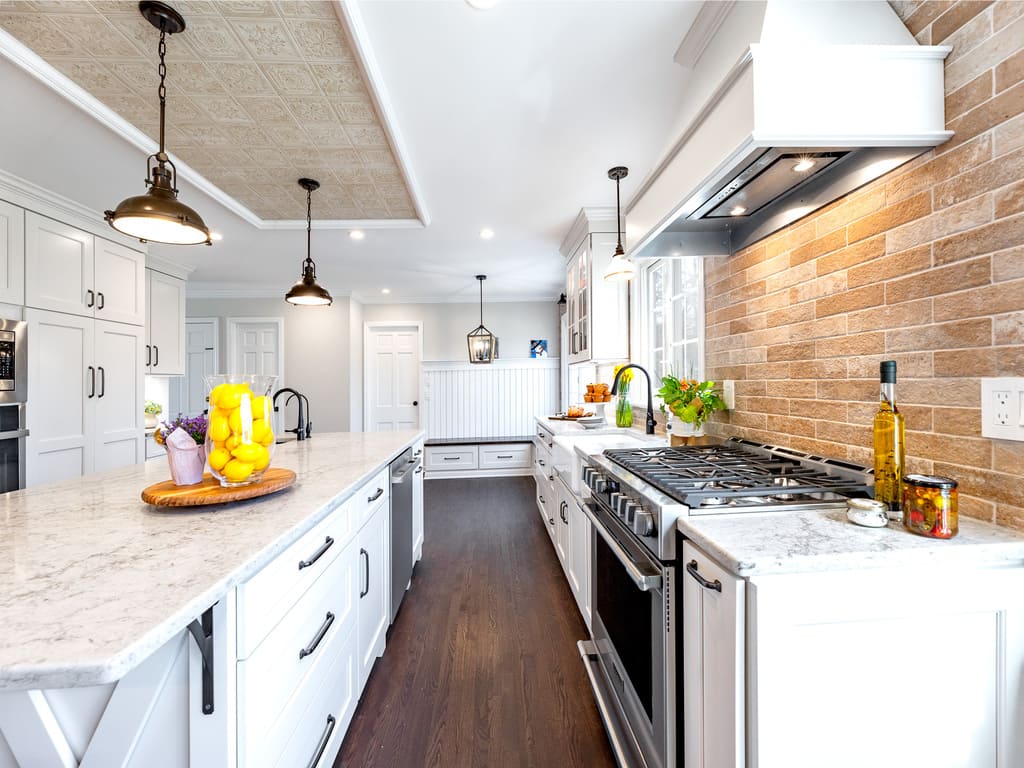 Large Open White  Farmhouse Kitchen Remodel in Morristown, NJ renovated by JMC Home Improvement Specialists