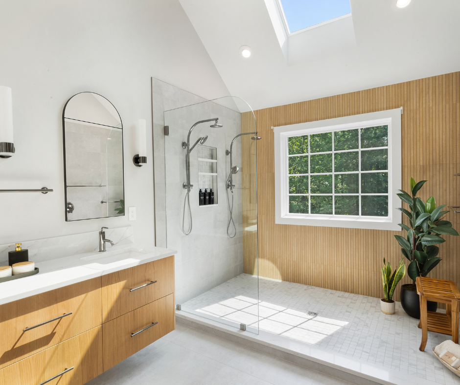 OPen Modern Walk IN Shower Remodel Denville NJ