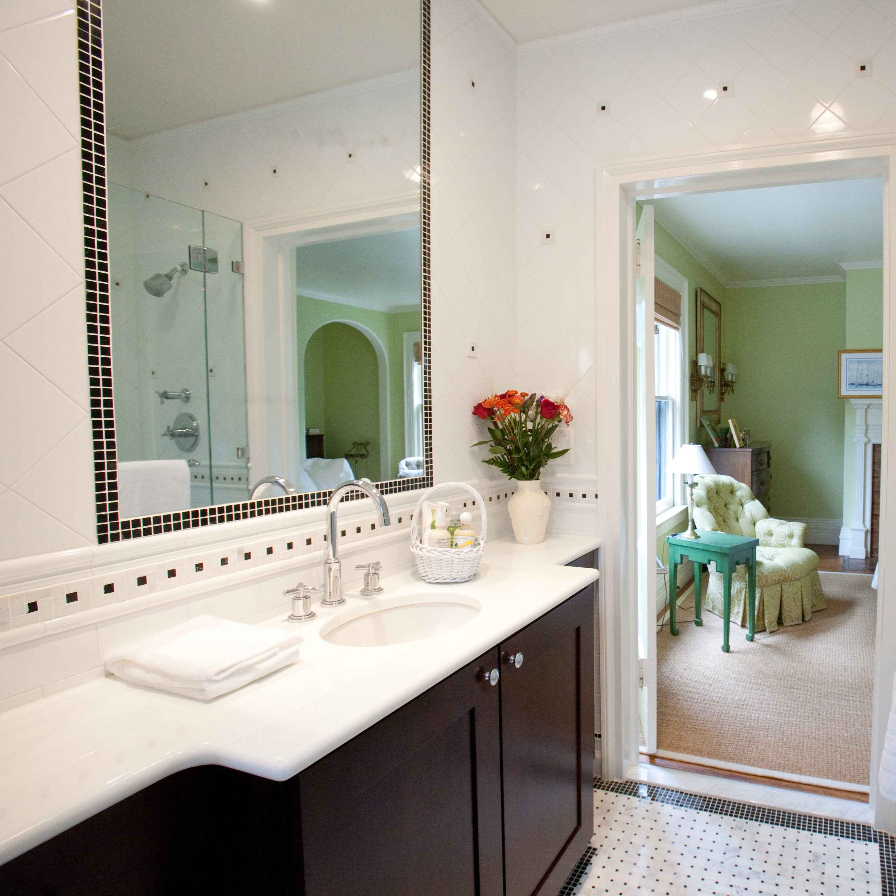 Sophisticated Black White Tiled Bathroom