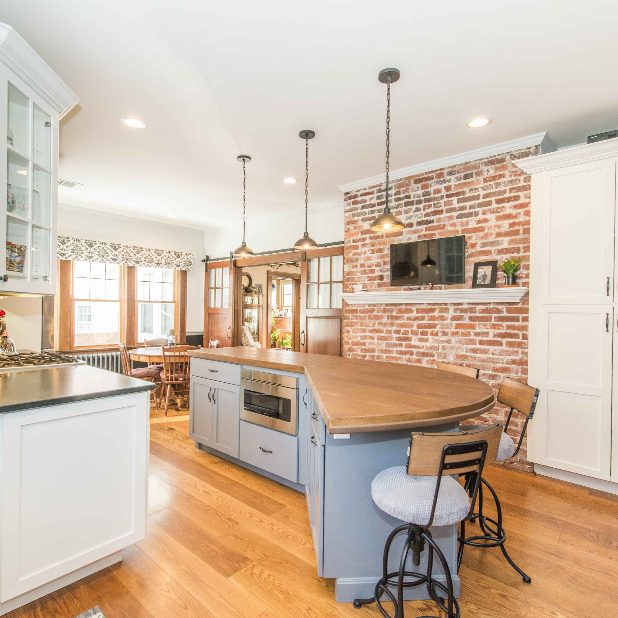 Kitchen Remodel with Exposed Brick Renovated in Morristown