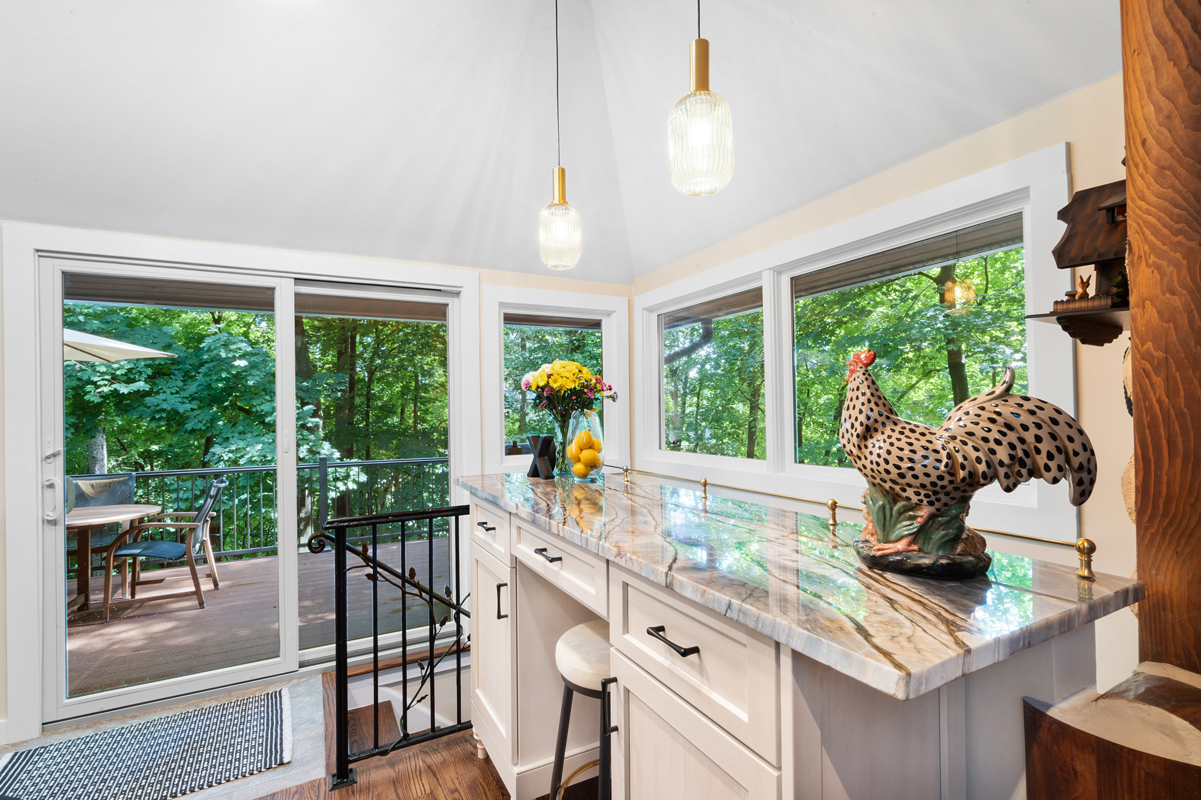 Kinnelon kitchen remodel with full maple overlay framed white signature custom cabinets 