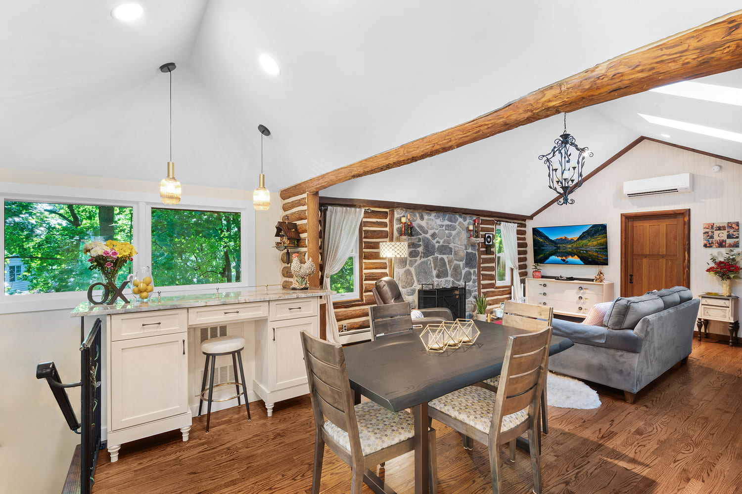 Kinnelon kitchen remodel with full maple overlay framed white signature custom cabinets 