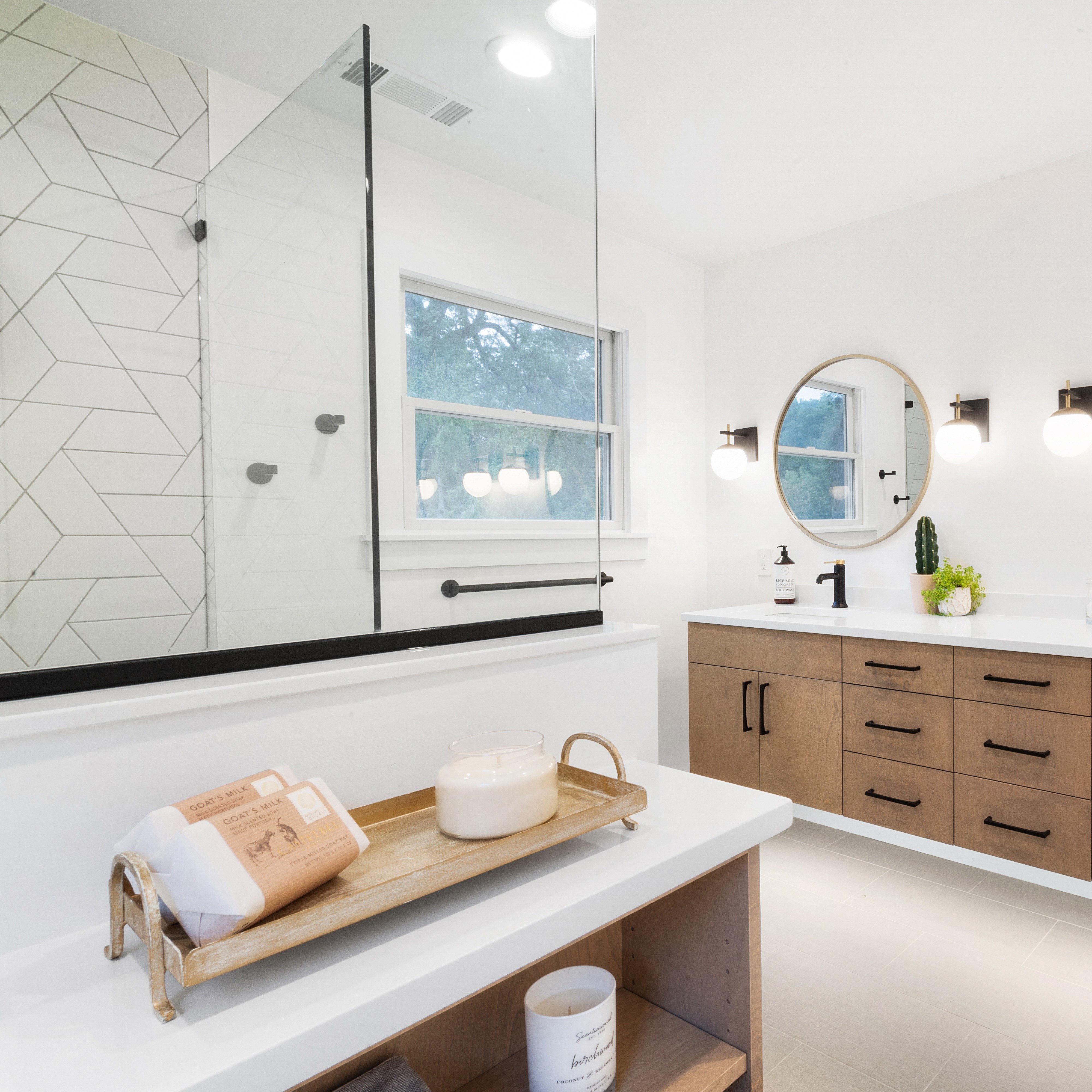 Denville bathroom remodel with floating vanity